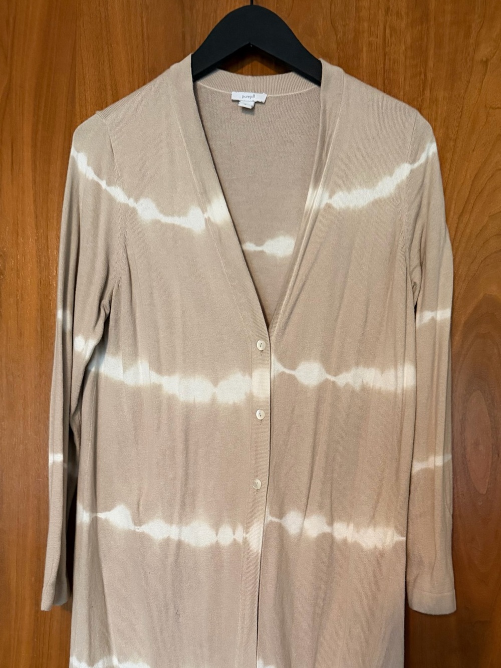 Pure Jill J.Jill Beige Tie Dye Long Cardigan Sweater Size Medium